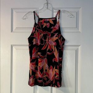 Eclipse Women's Black and Orange Floral Tank Top